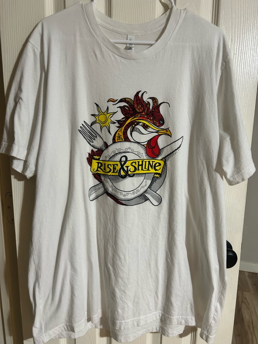 Bella Canvas White Graphic 'Rise & Shine' Crew Tee